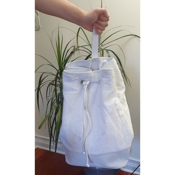 Ralph Lauren One Shoulder Backpack white leather and cotoCasual Unisex Pre-owned - Picture 2 of 14